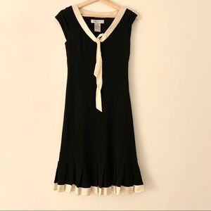 Nine West Short Sleeve Black Dress Silk Trim Size 2